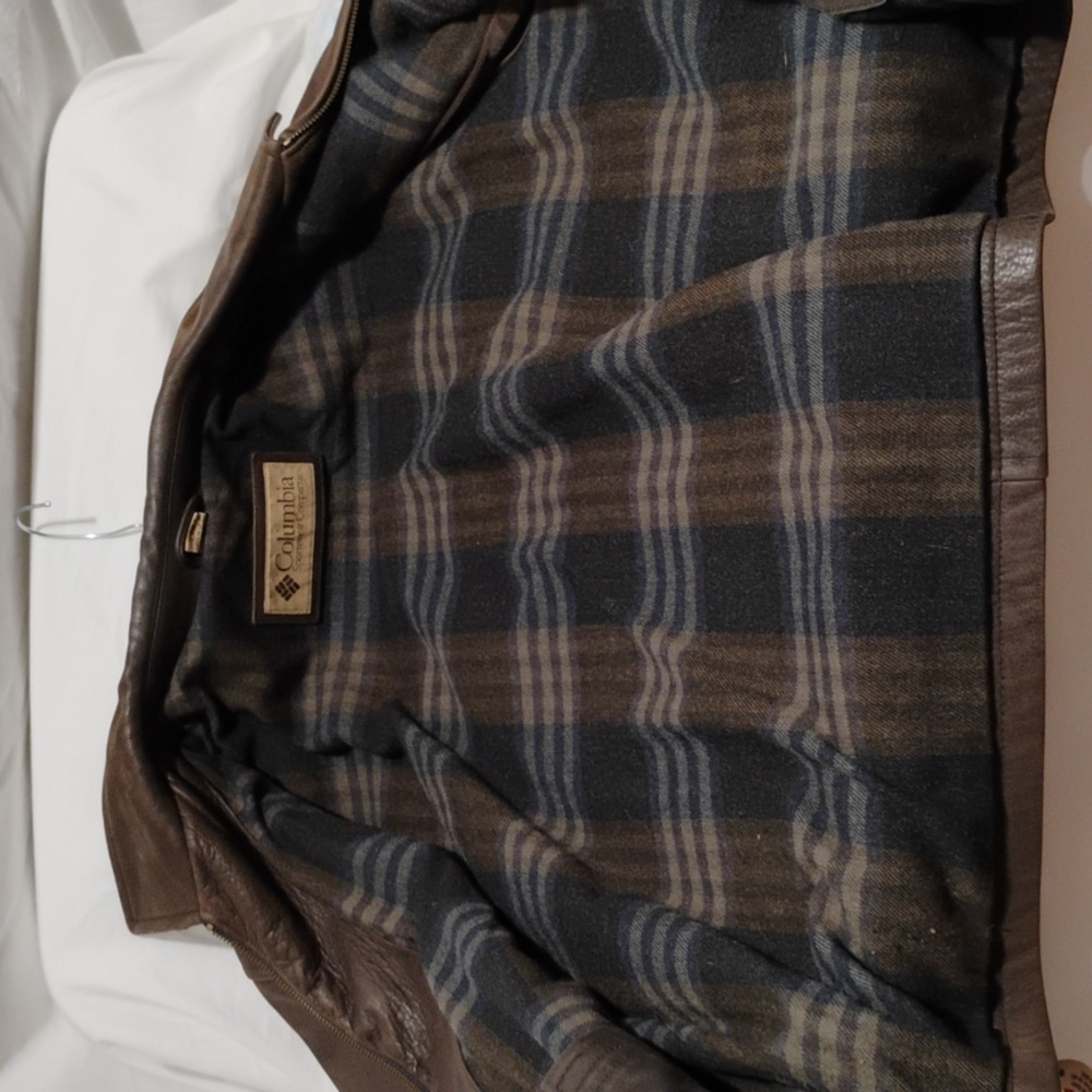 SALE! Columbia Men's Genuine Leather & Wool Blend Full Zip Up Coat Sz.L - Picture 10 of 16